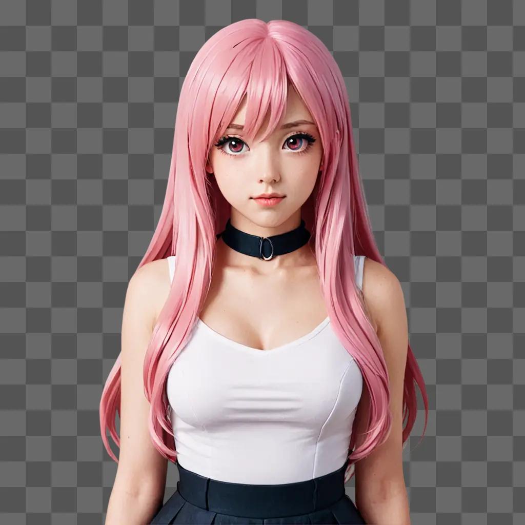 Pink hair anime girl posing for the camera