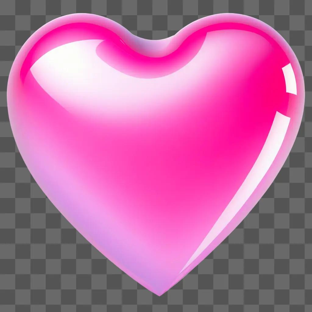 Pink heart with a transparent shiny surface