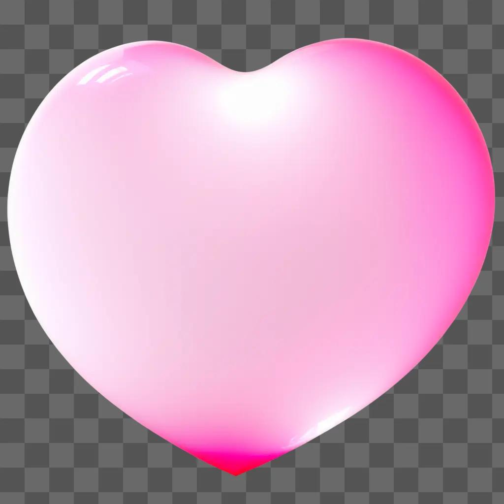 Pink heart with glow on a transparent background