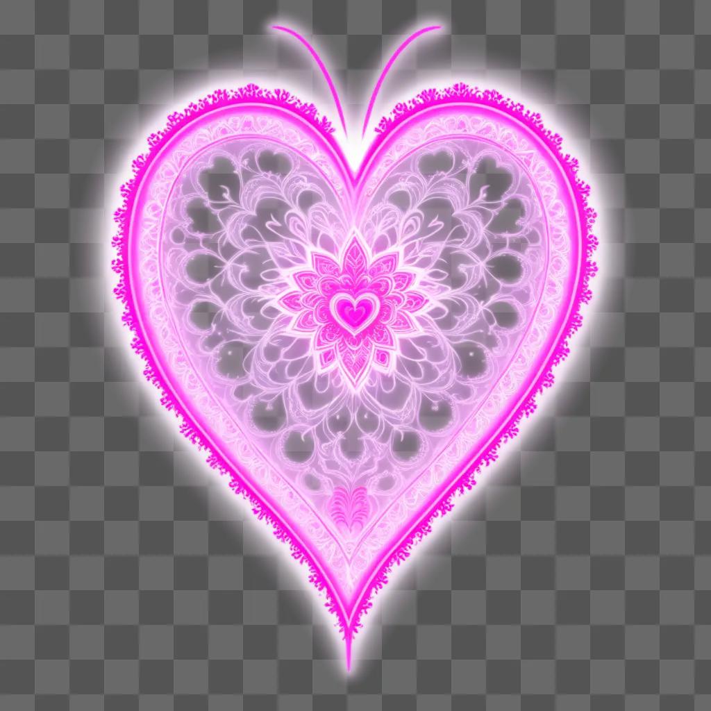 Pink heart with transparent edges on pink background