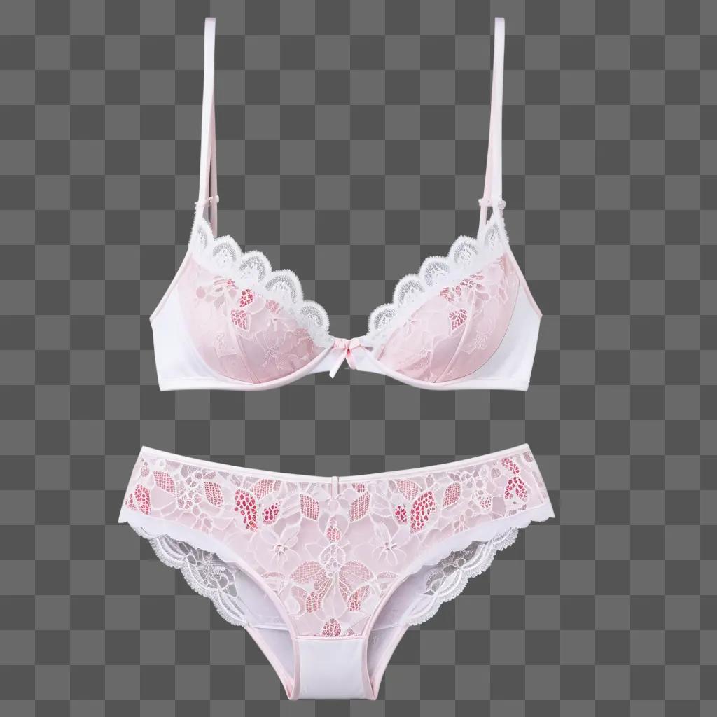 Pink lingerie with white lace and strawberries