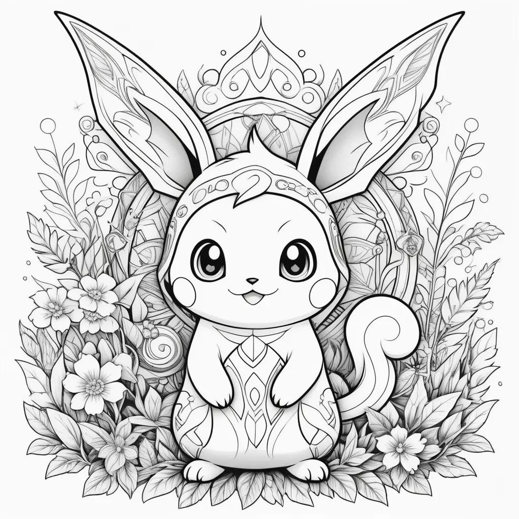 Pink pokemon coloring pages with a crown on its head