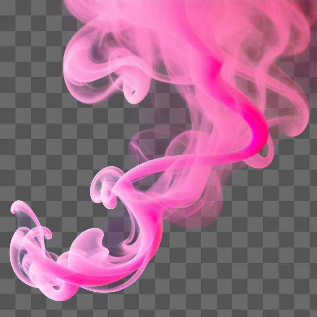 Pink smoke swirls around a pink background