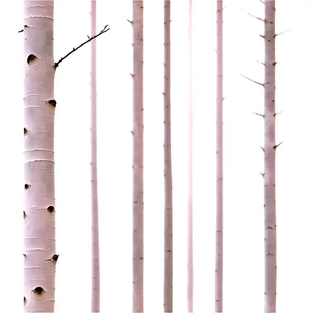 Pink tree trunks in a white background