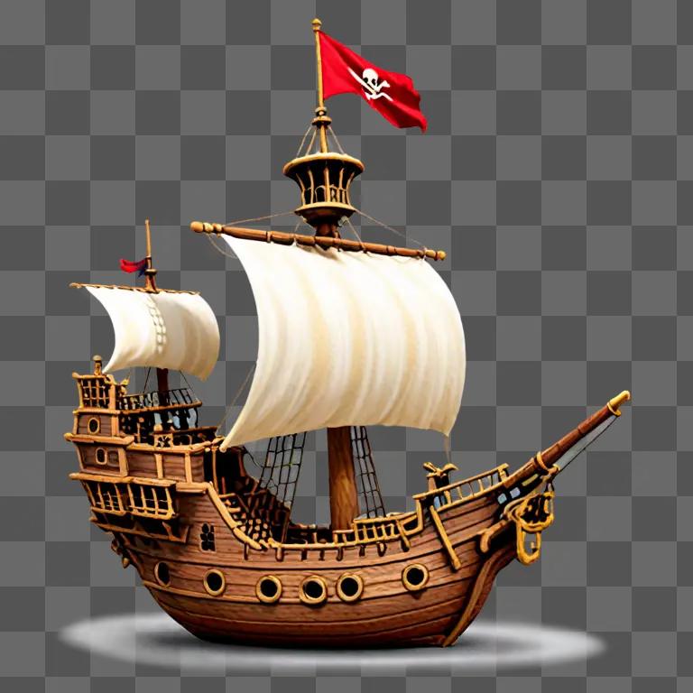 白い背景に海賊船のクリップアート