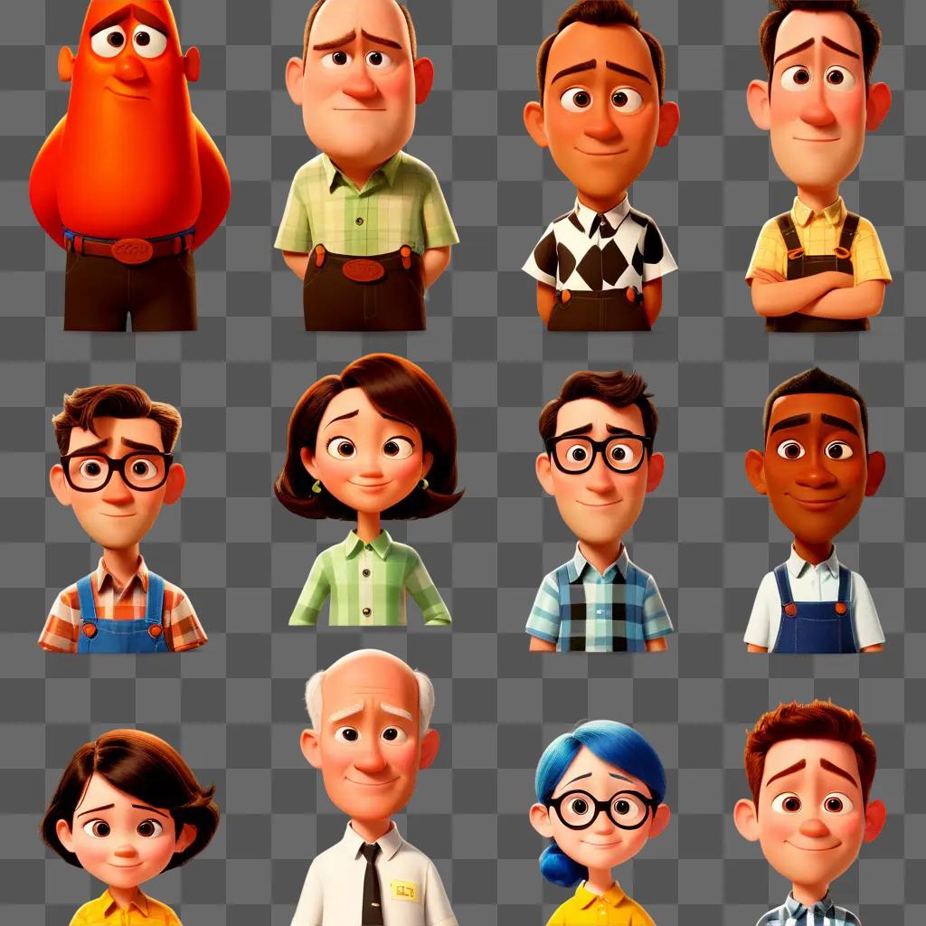 Pixar characters in various poses