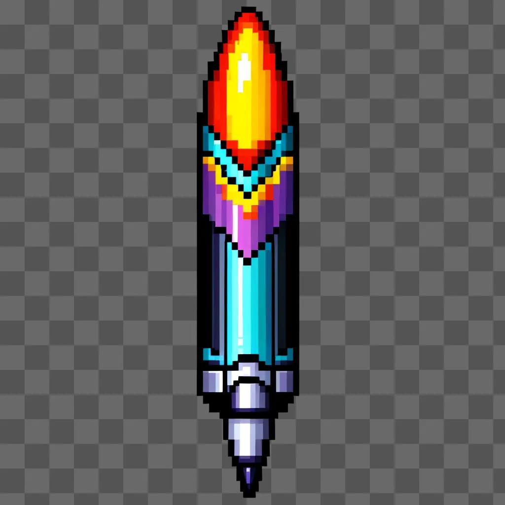 Pixel bullet with yellow and purple flame