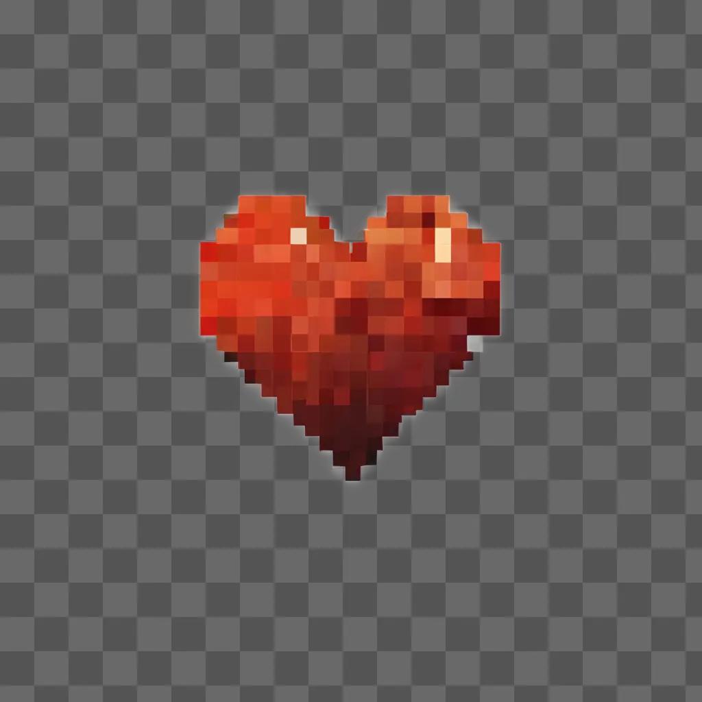 Pixel heart on a red background