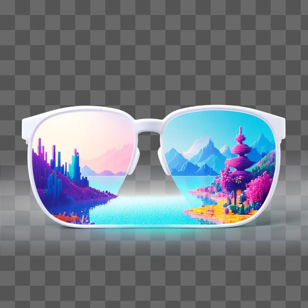 Pixel sunglasses showcase surreal landscape and cityscape