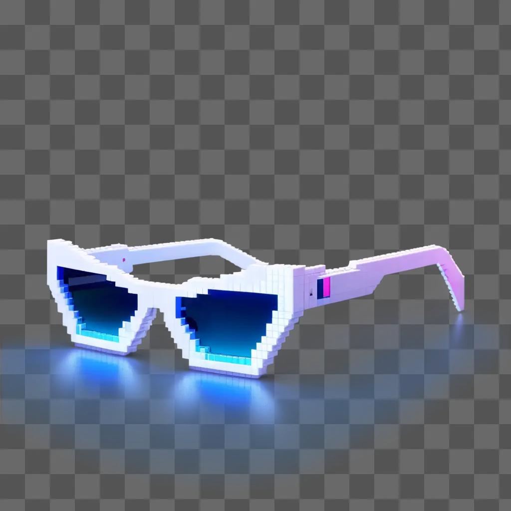 Pixel sunglasses with blue and pink lenses