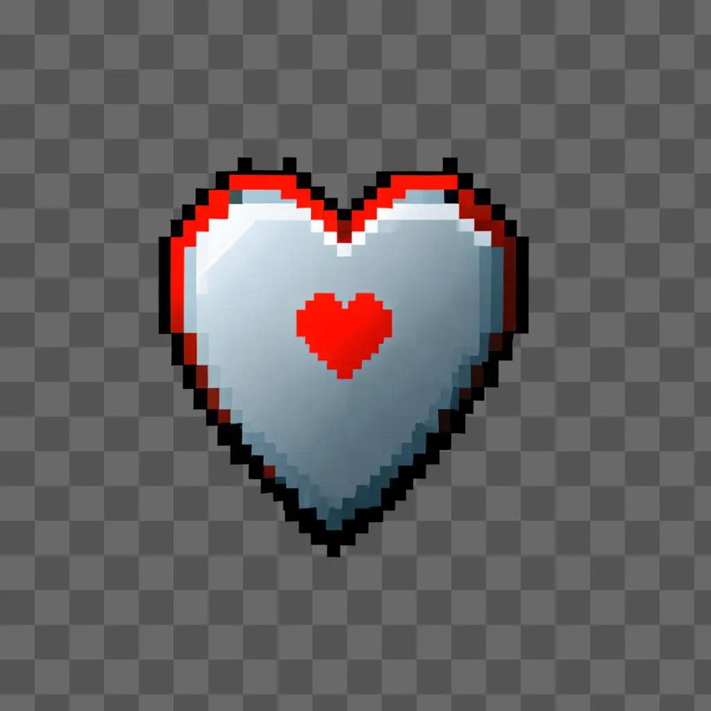 Pixelated heart on gray background