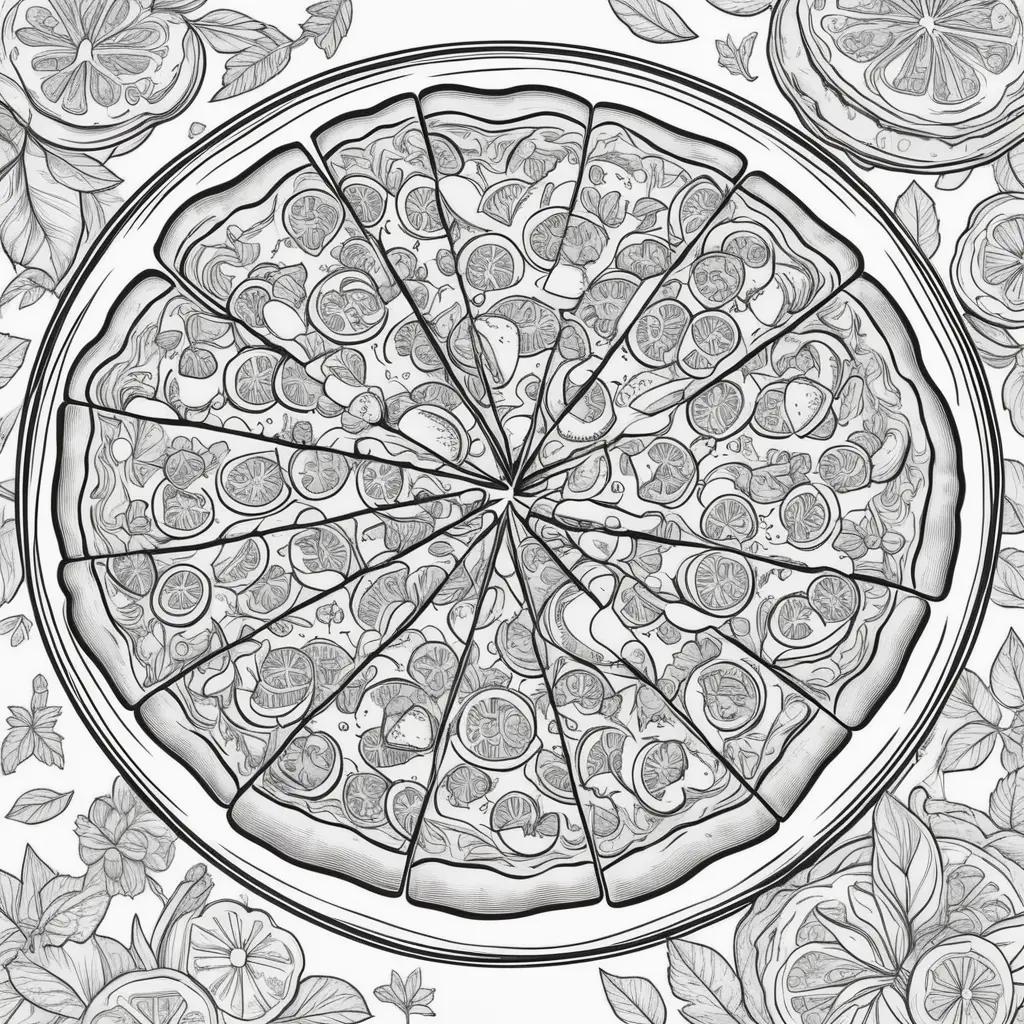 Pizza Coloring Pages Featuring Different Slices