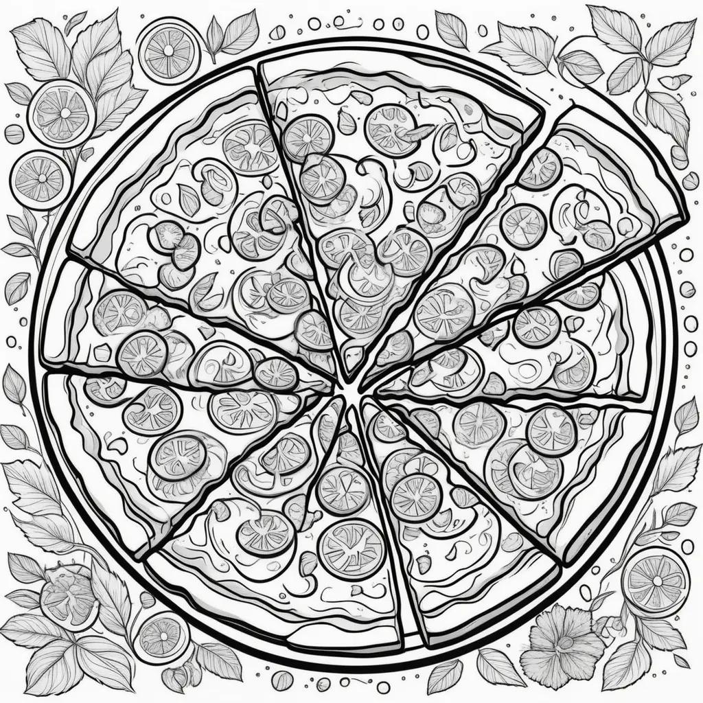 Pizza Coloring Pages features a variety of slices and toppings