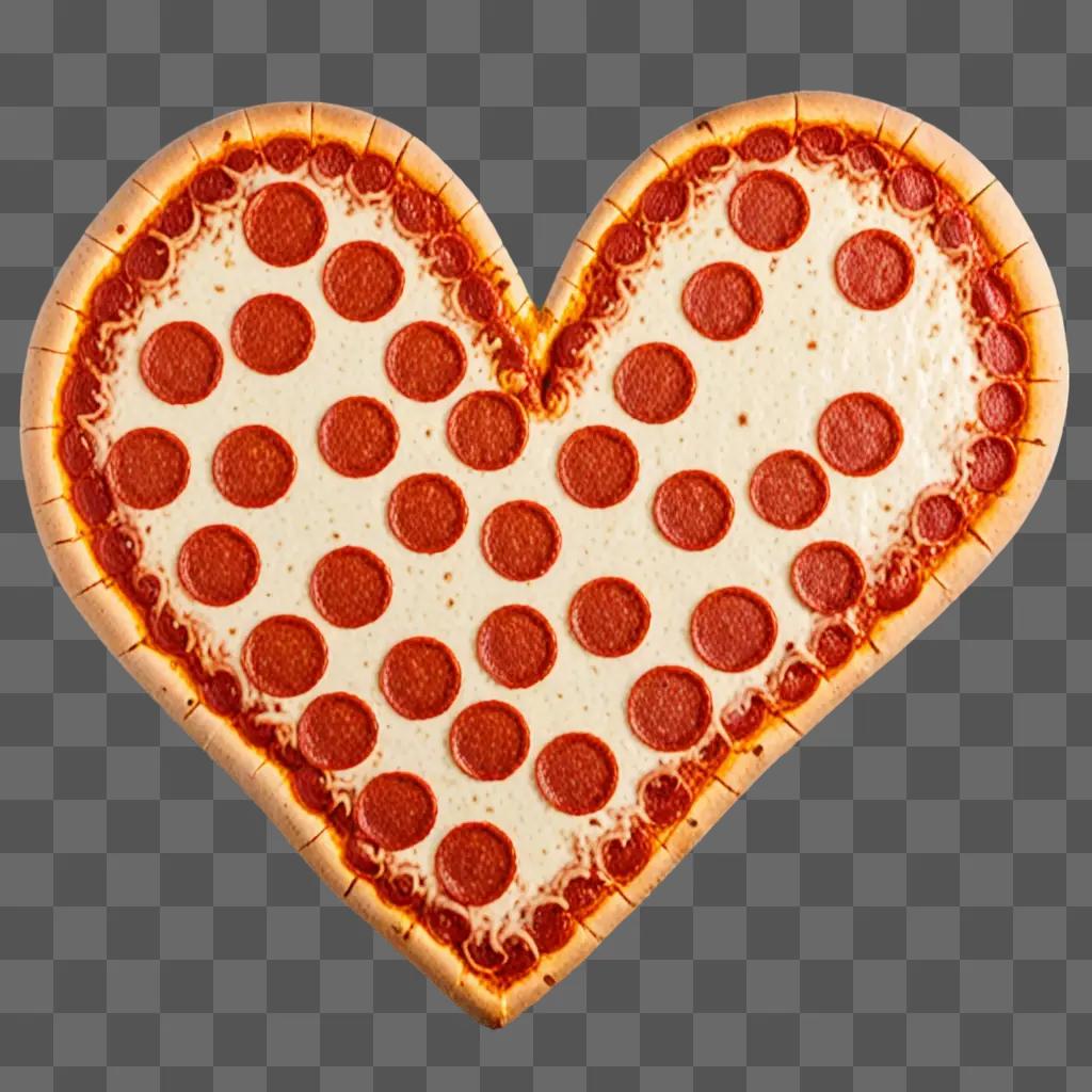 Pizza shaped like a heart with pepperoni