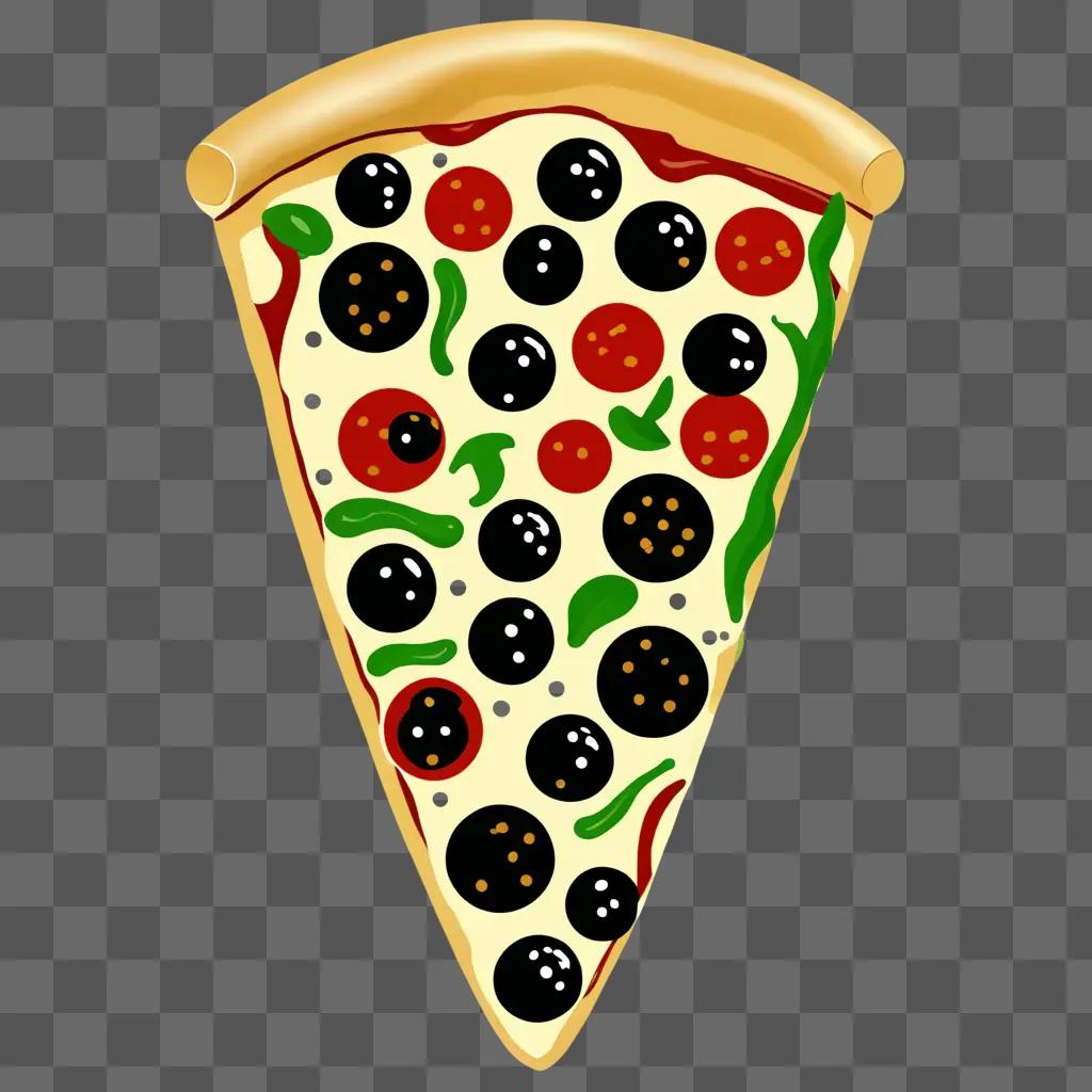 Pizza slice with black and white pizza clipart