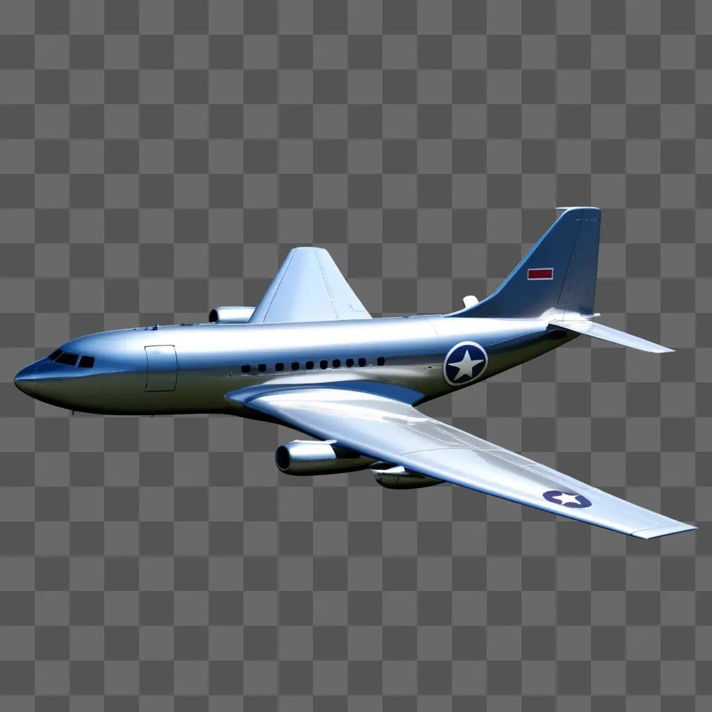 Plane in blur against a light blue background