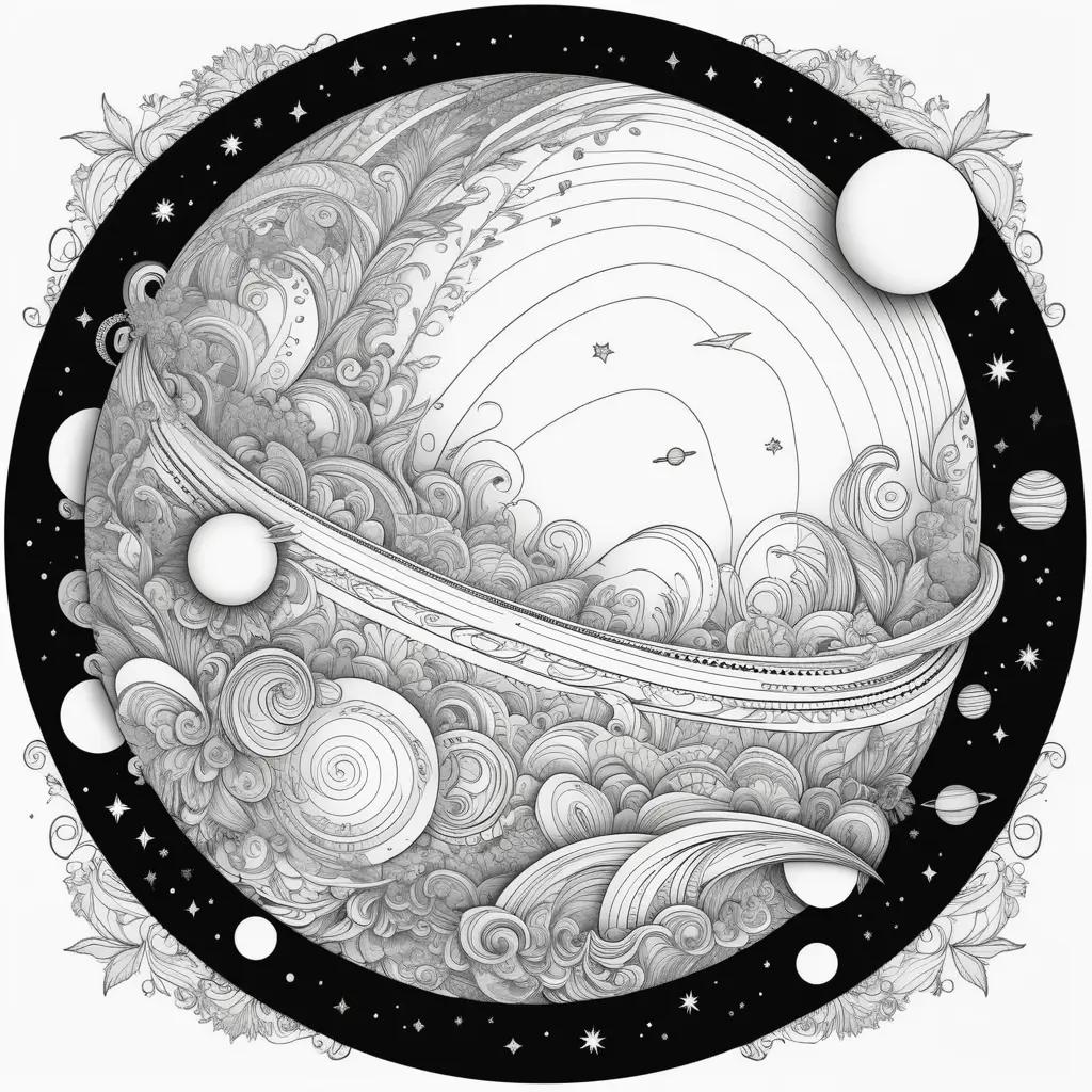 Planet coloring pages with intricate designs