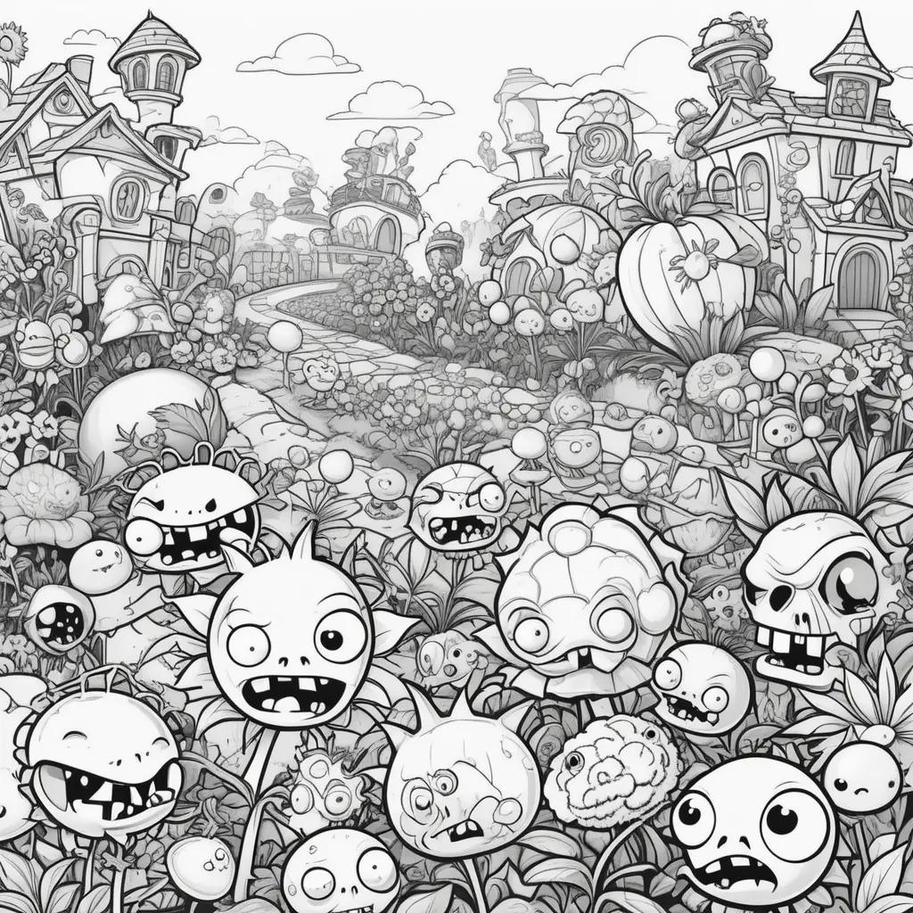 Plants vs. Zombies Coloring Pages: A Collection of Black and White Cartoons