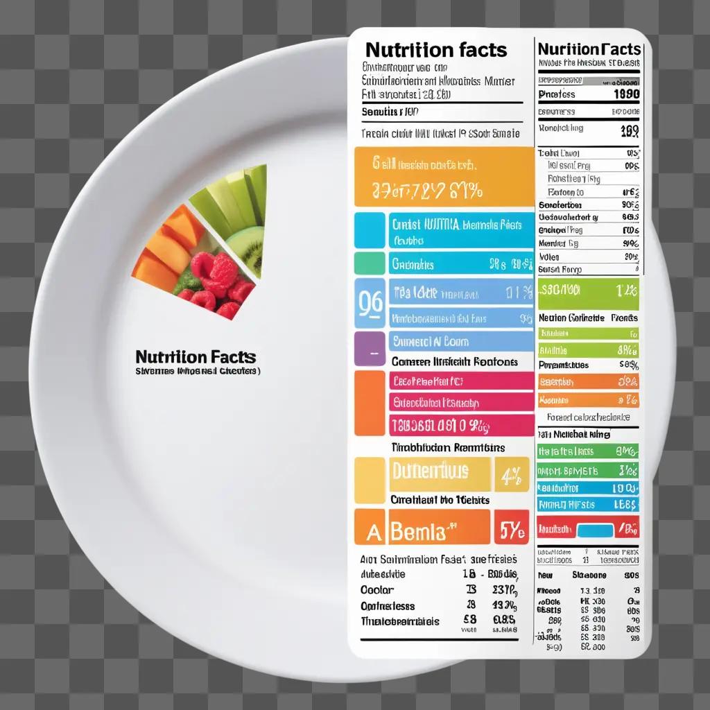 Plate with nutrition facts on a white background