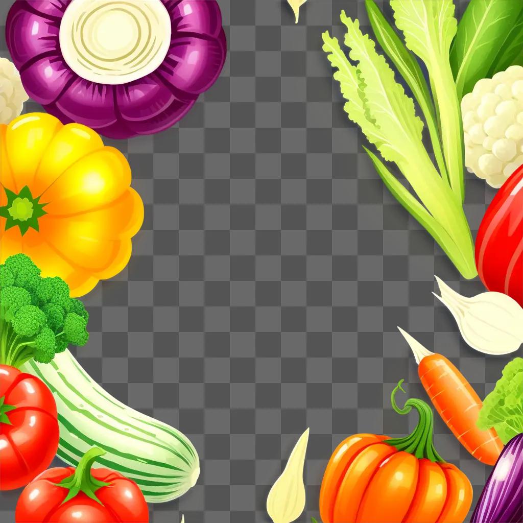 Png Vegetables with a variety of colors and shapes