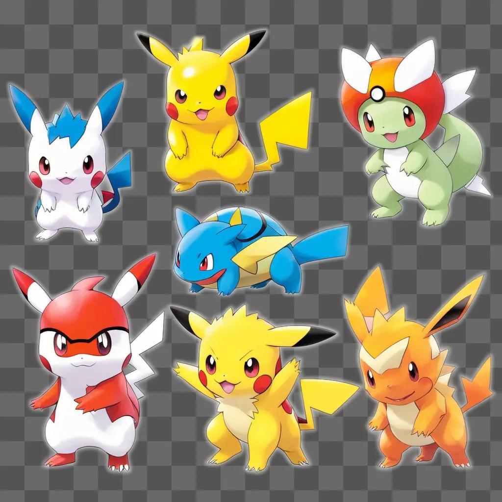 Pokémon characters in a transparent background