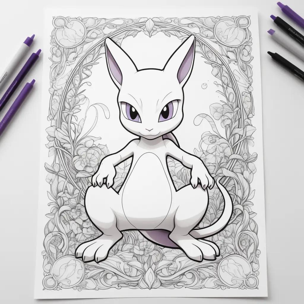 Pokemon Coloring Page with Mewtwo