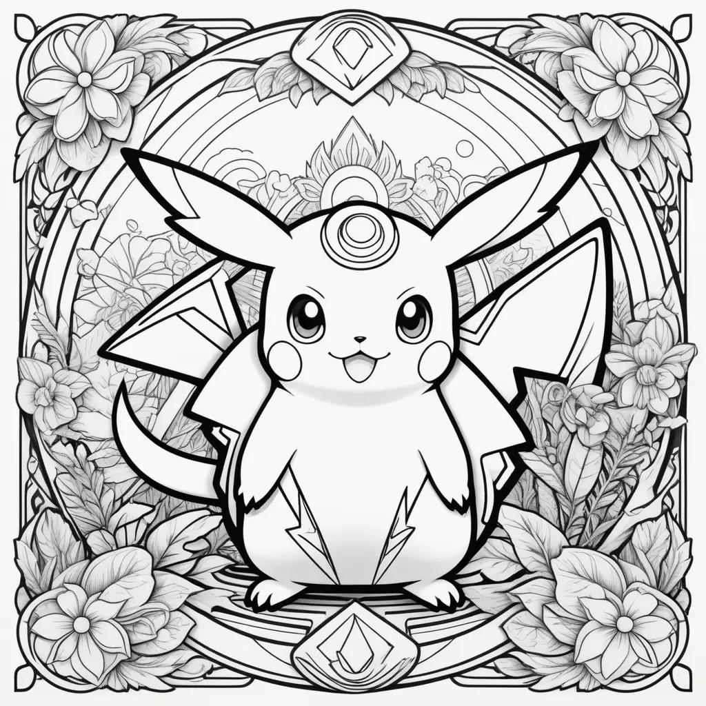 Pokemon Coloring Page with a Pikachu