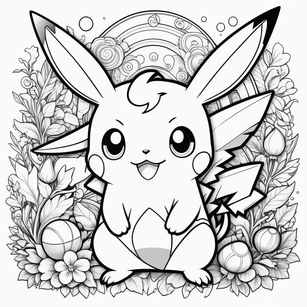 Pokemon Coloring Page with a Pikachu