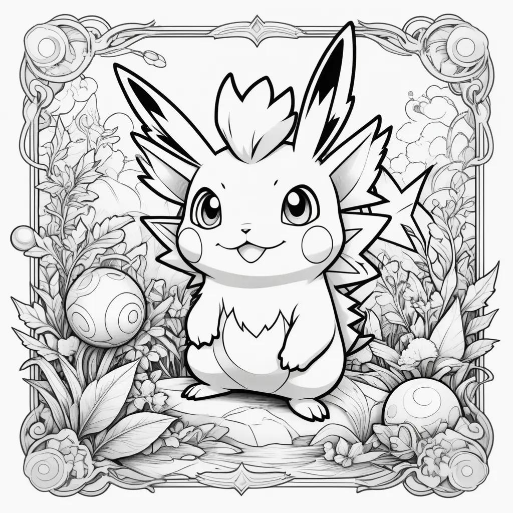 Pokemon card coloring pages featuring a cute character