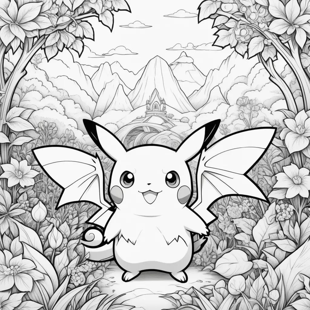 Pokemon coloring page in black and white