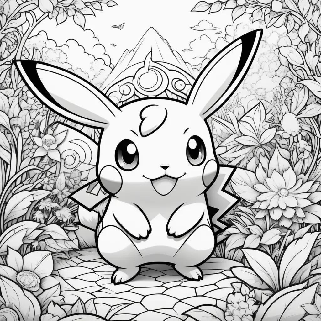 Pokemon coloring pages, black and white, cartoon, illustrations