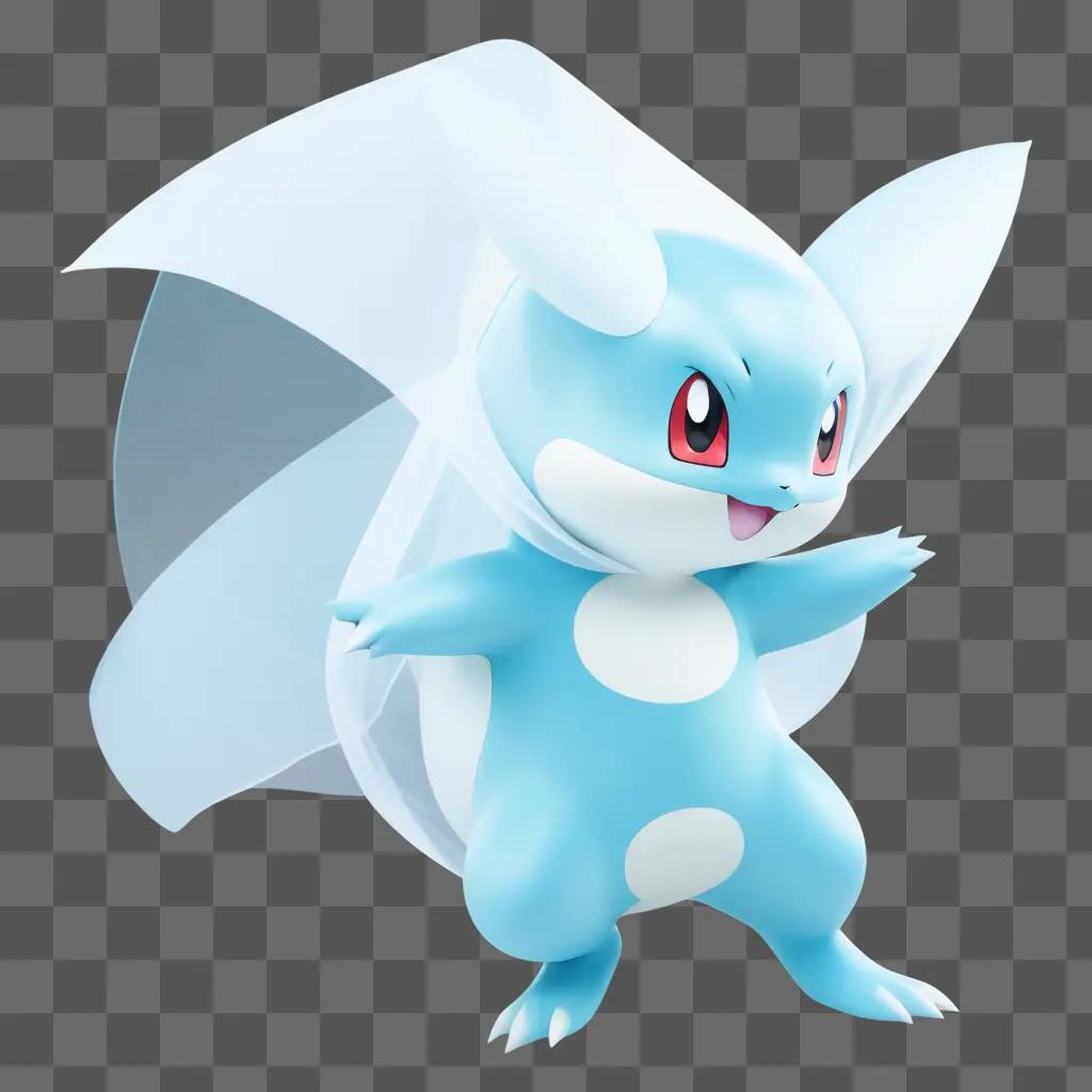 Pokemon figure with transparent background on blue and white background