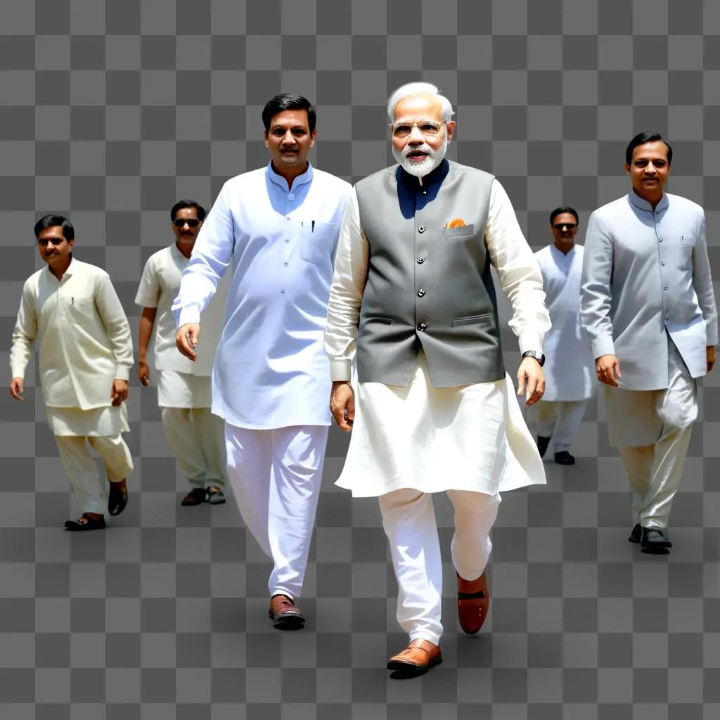 Political leaders walk down the street