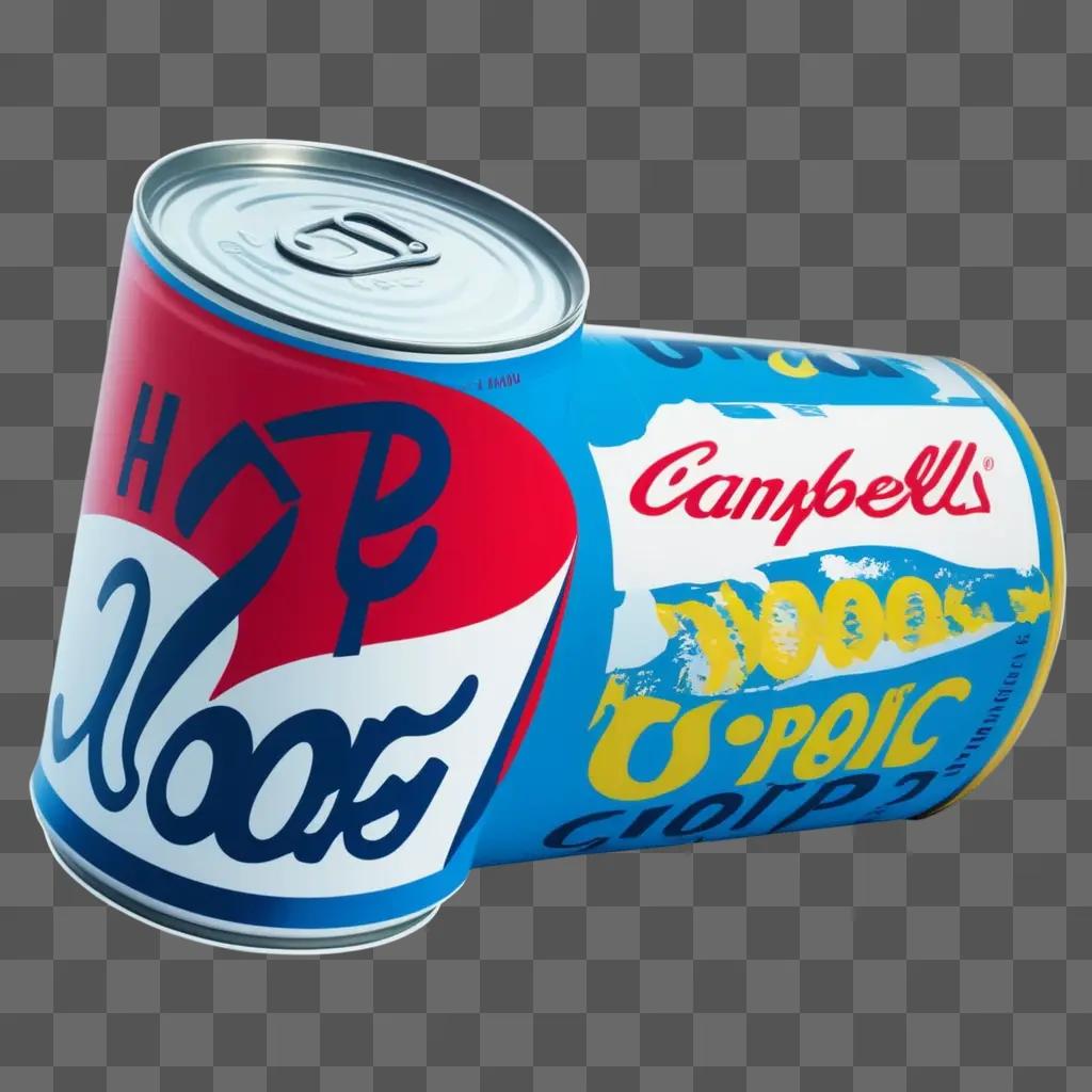 Pop art, Campbells soup cans and a blue and red can