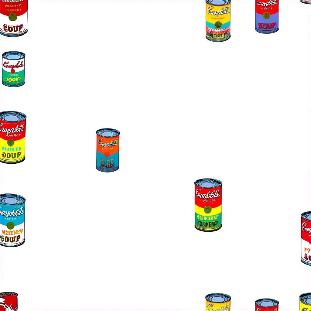 Pop art design of various cans of soup