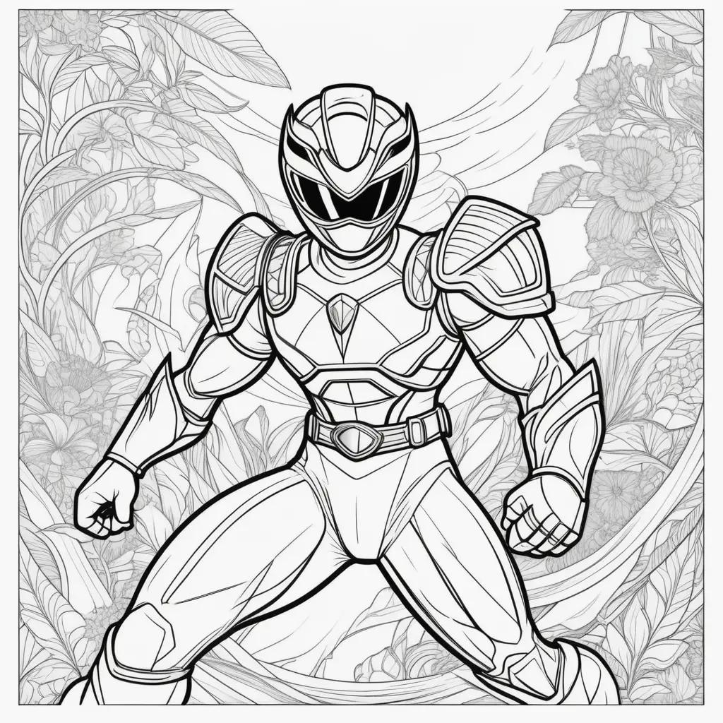 Power Rangers coloring pages featuring a warrior with a shield and sword