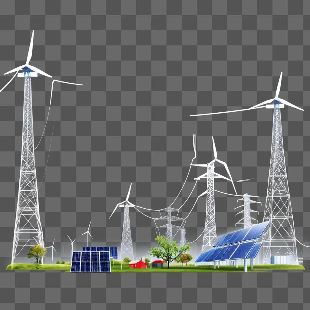 Power plants, wind turbines and solar panels