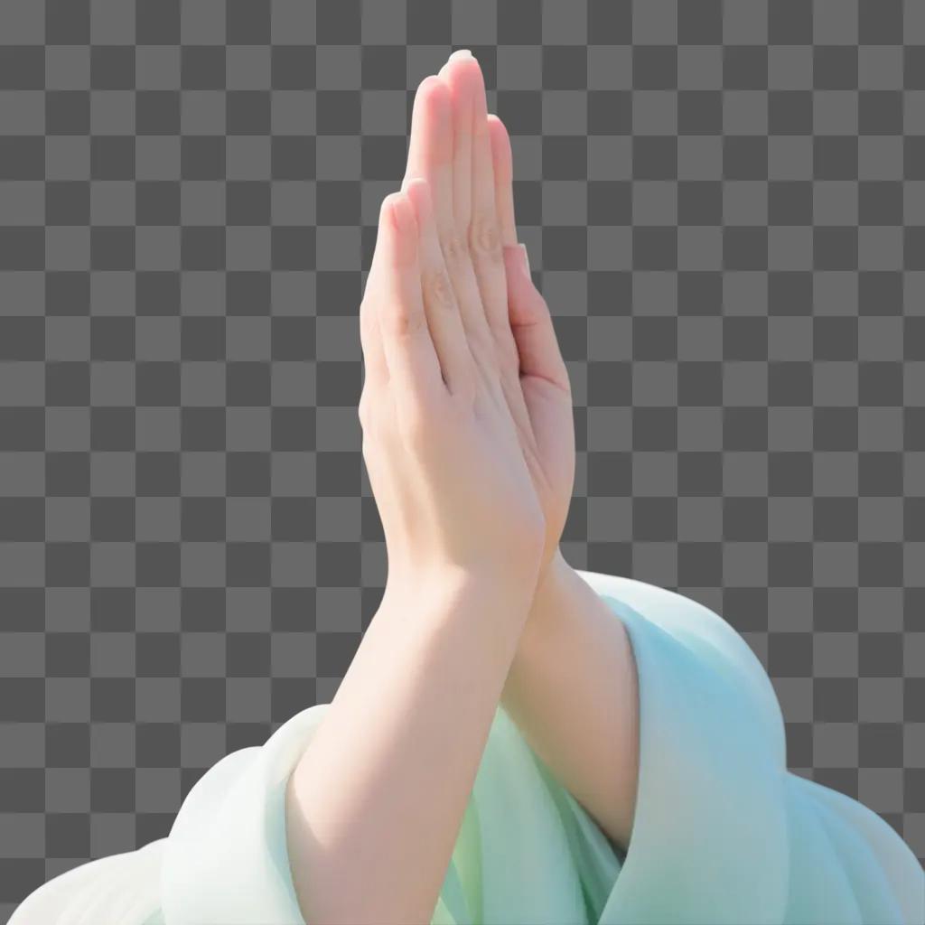 Praying hands with transparent fingers