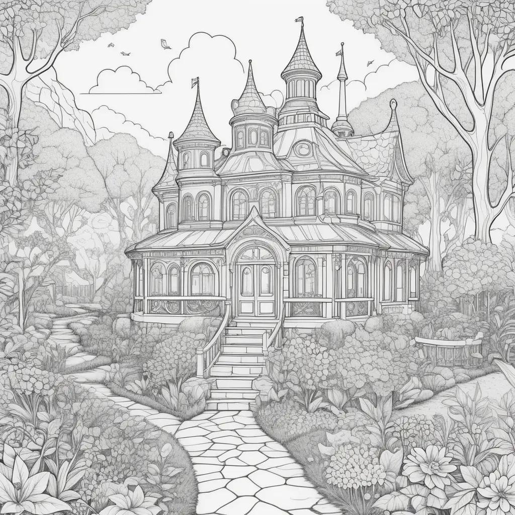 Pre-kindergarten coloring pages of a beautiful castle in the forest