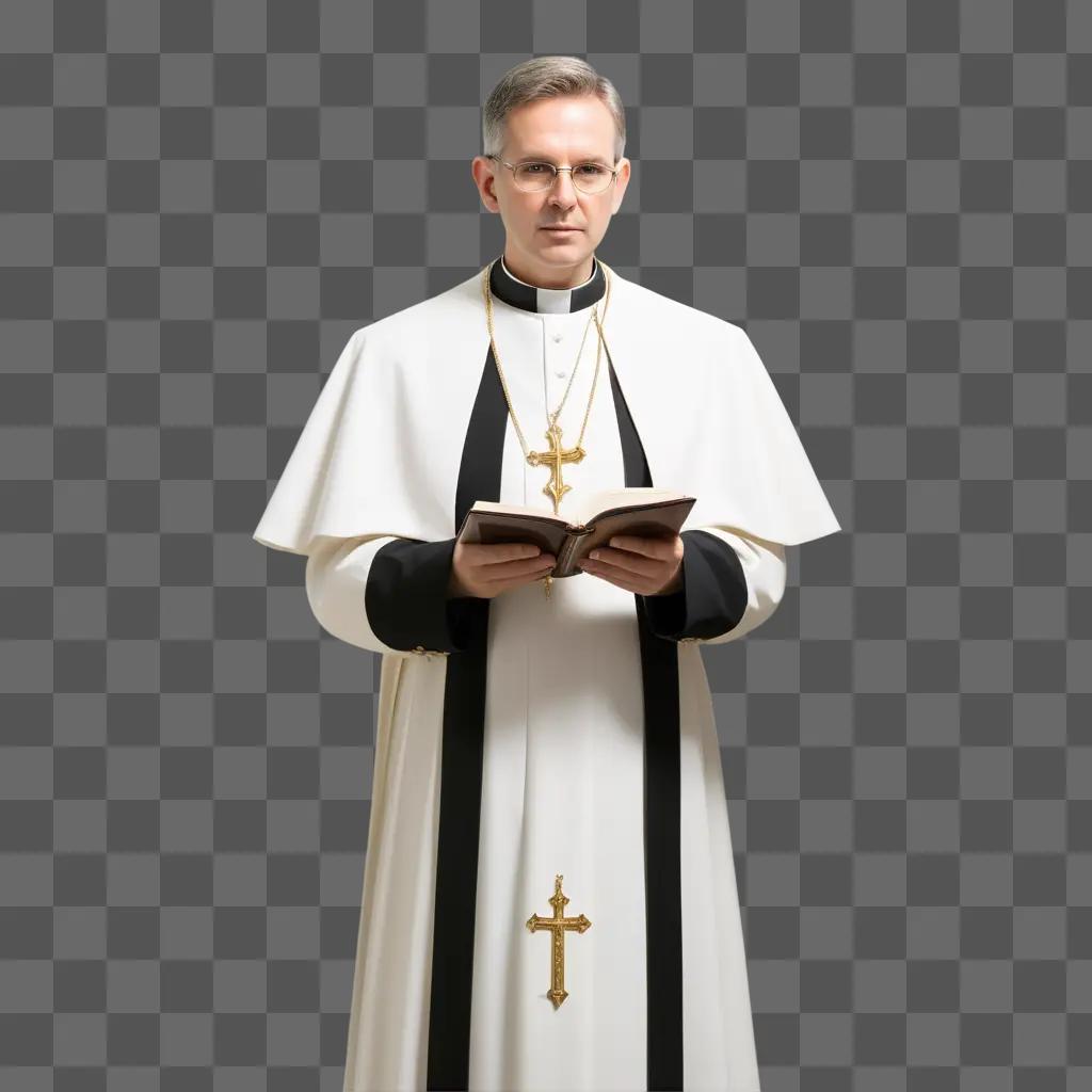 Priest reads a book during a service