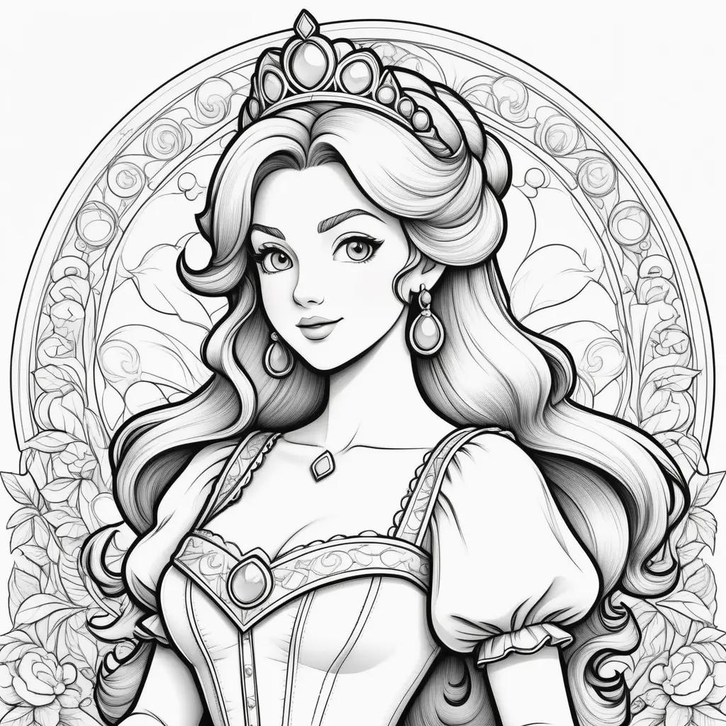 Princess Peach Coloring Page with Princess Tiana