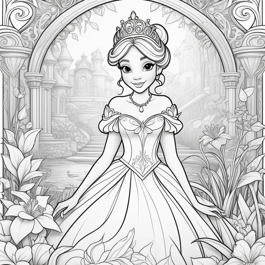 Princess coloring pages with frog theme