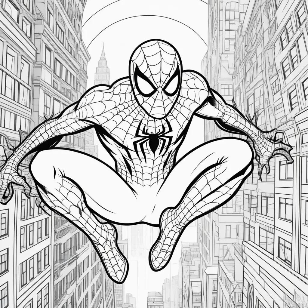 Printable Coloring Pages of Spider Man in the City