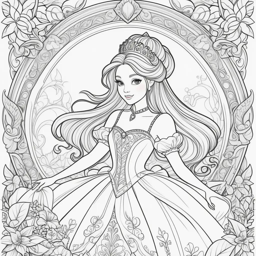 Printable coloring pages of a princess with a crown