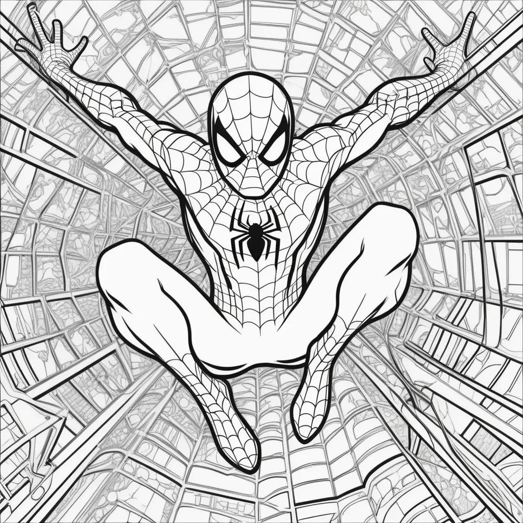 Printable coloring pages of a spiderman web