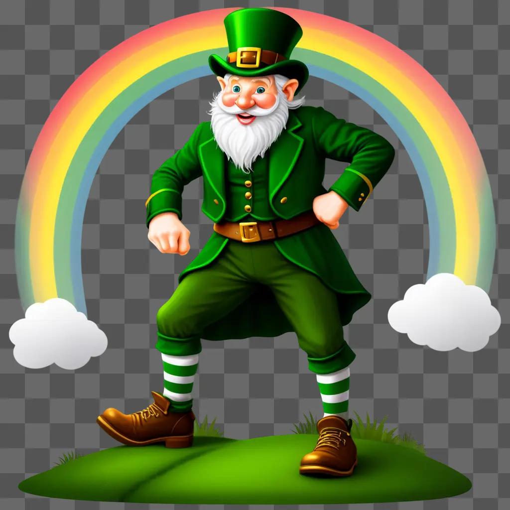 Psychedelic leprechaun standing on rainbow