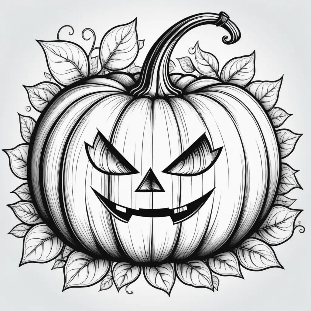 Pumpkin color page with black and white design