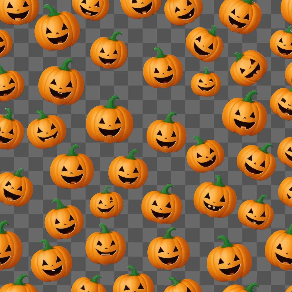 Pumpkin emoji art design with smiles on them