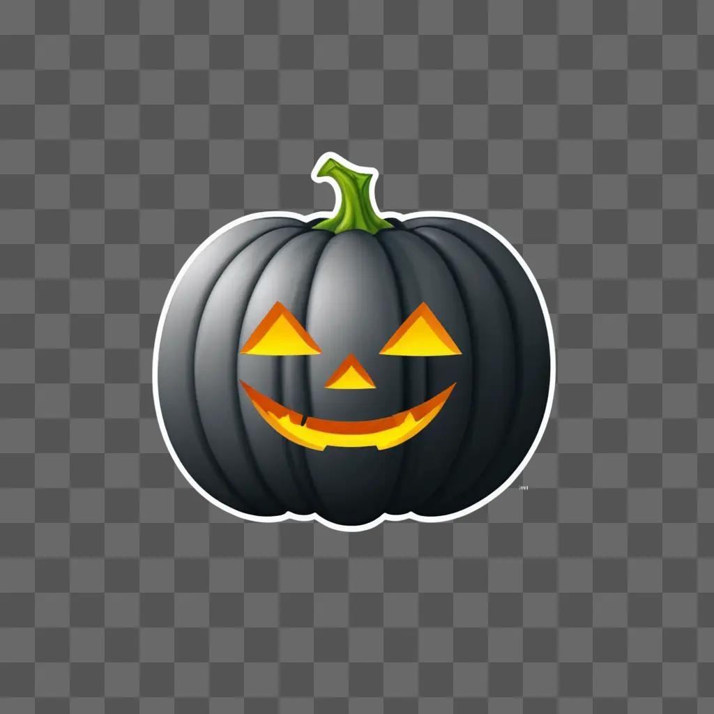 Pumpkin emoji glows on a grey background