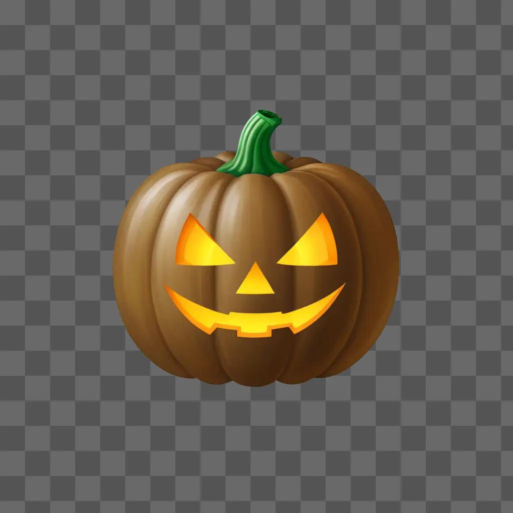 Pumpkin emoji with lit orange face and green stem